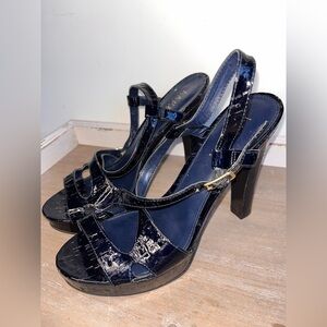 Lauren Ralph Lauren Patent Leather Platform Heels Womens Filara Navy 9B